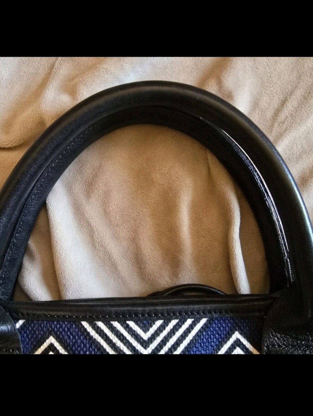 *RARE* LONGCHAMP Canvas Chevron Horse Logo Hand Tote Bag Toggle Button Open Top - Picture 12 of 16